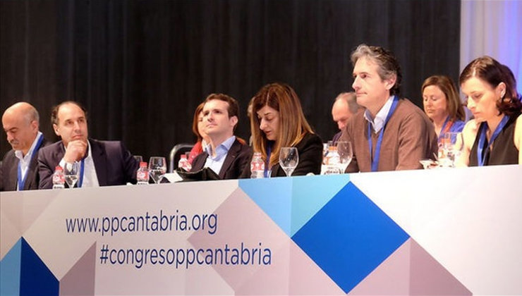 Recio, Diego, Casado, Buruaga, De la Serna, Madrazo e Igual, en el último congreso del PP de Cantabria