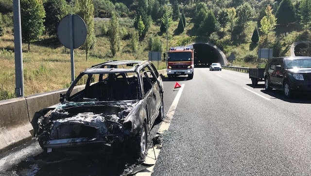  Imagen del accidente de este martes en la A-67 | 112 Cantabria