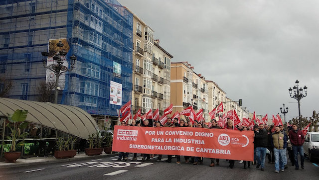 Manifestación de trabajadores del metal el pasado domingo en Santander