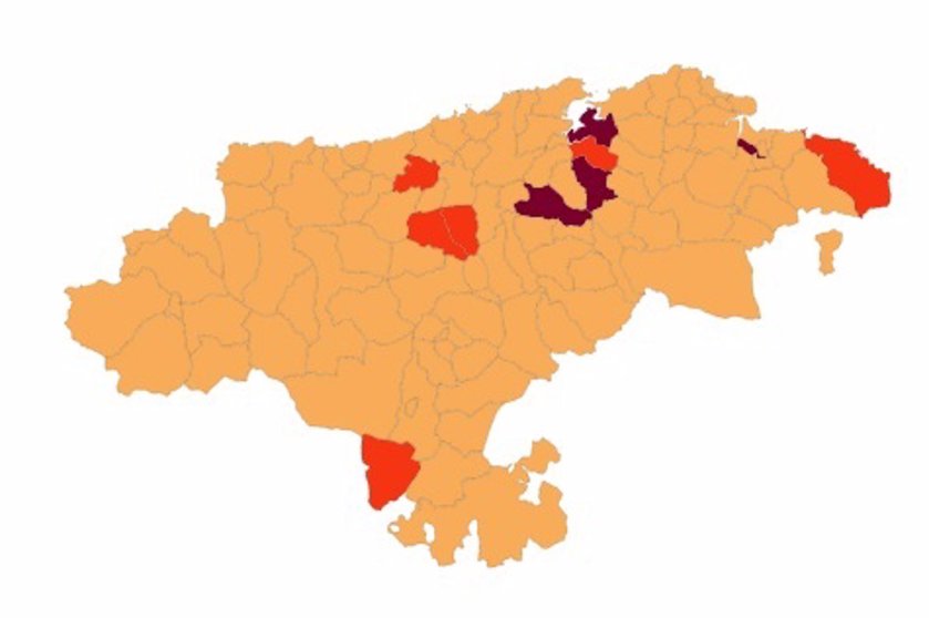Los municipios de Cantabria según su nivel de alerta