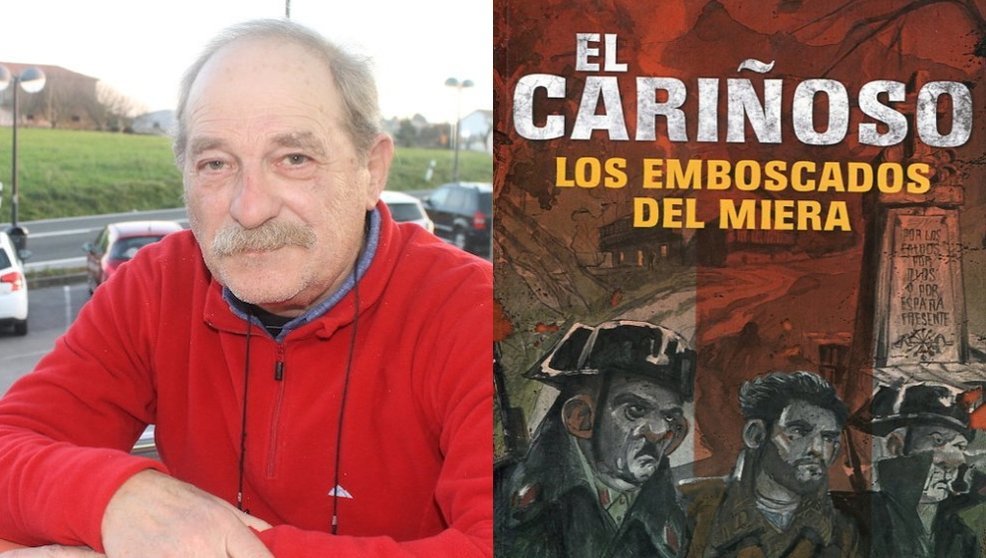 Isidro Cicero y a la portada de 'El Cariñoso. Los emboscados del Miera'