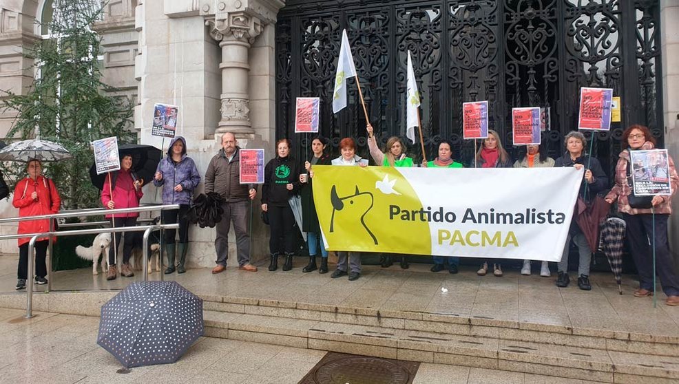 Concentración de Pacma frente al Ayuntamiento de Santander
