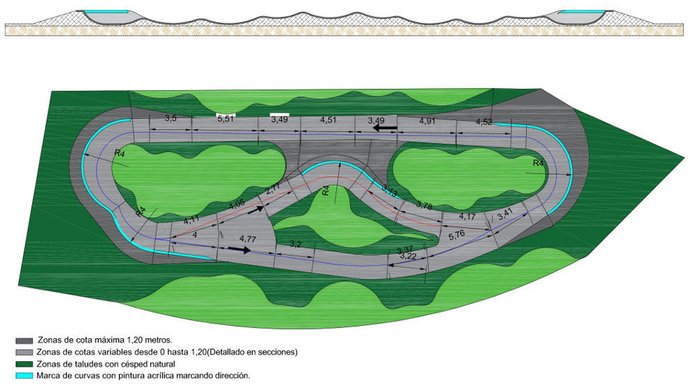 Plano de la pista de pump track prevista para Hinojedo