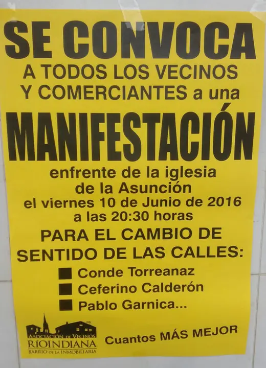 Cartel promovido por la Asociaci&oacute;n de Vecinos R&iacute;o Indianna