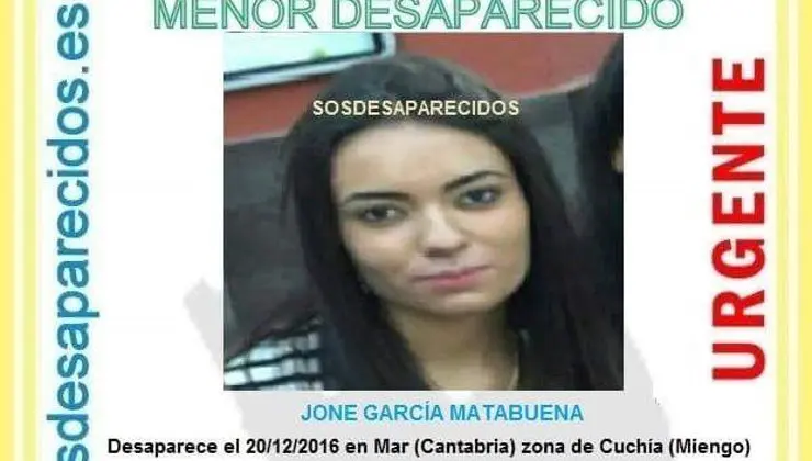 Cartel de la joven que ya ha sido encontrada
