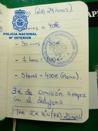 Cuaderno encontrado por la Polic&iacute;a Nacional