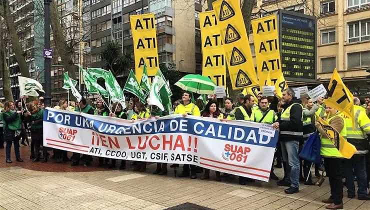 Concentraci&oacute;n de los trabajadores del 061 y del SUAP