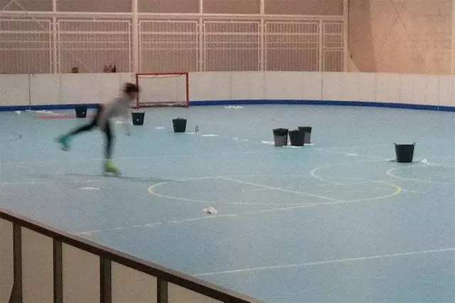 Goteras en el pabell&oacute;n Mies de Vega