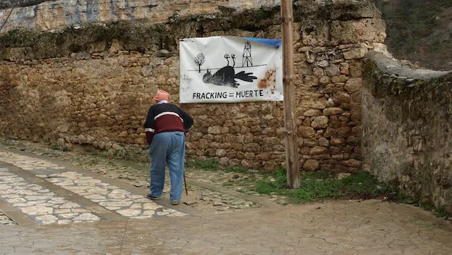 Pancarta contra el fracking
