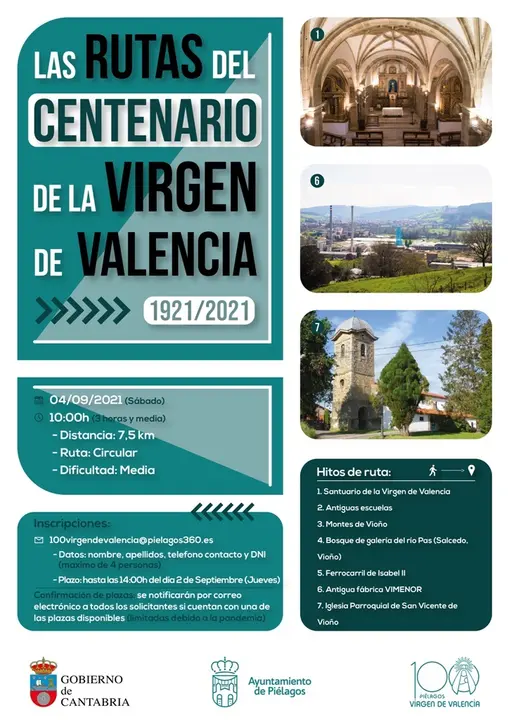 Carte de la und&eacute;cima salida de 'Las Rutas del Centeneraio de la Virgen de Valencia', en Pi&eacute;lagos