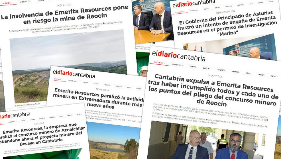 Algunos de los artículos de 'eldiariocantabria' sobre Emerita Resources