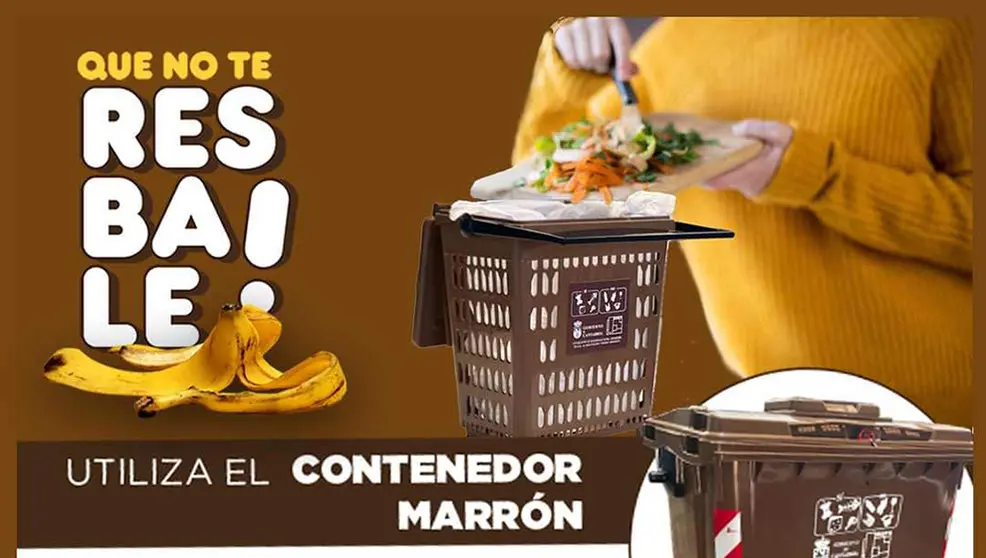 Parte del cartel de las presentaciones del contenedor marrón