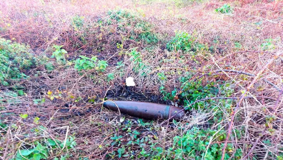 Obús de la Guarcia Civil encontrado en Allendelagua