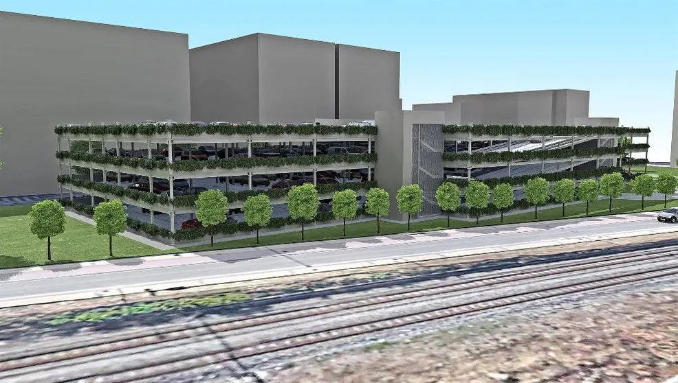 Infografía del aparcamiento en altura de La Carmencita