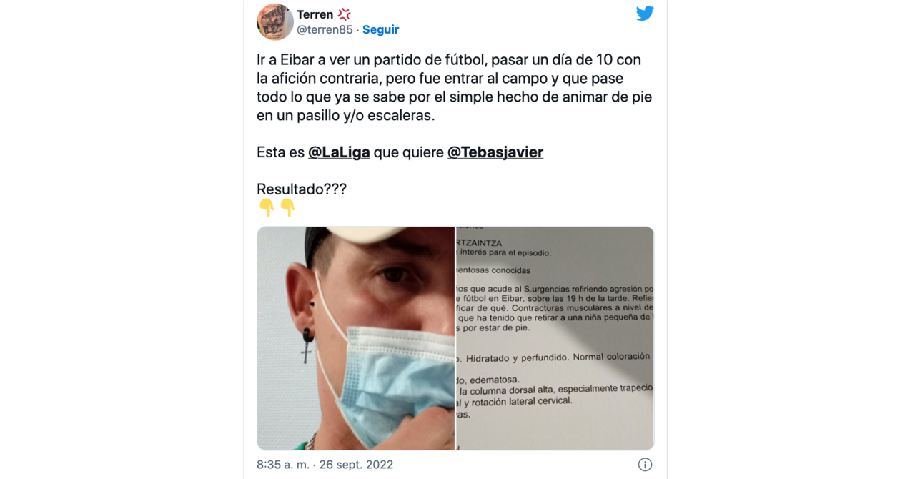 Lesionado en el partido