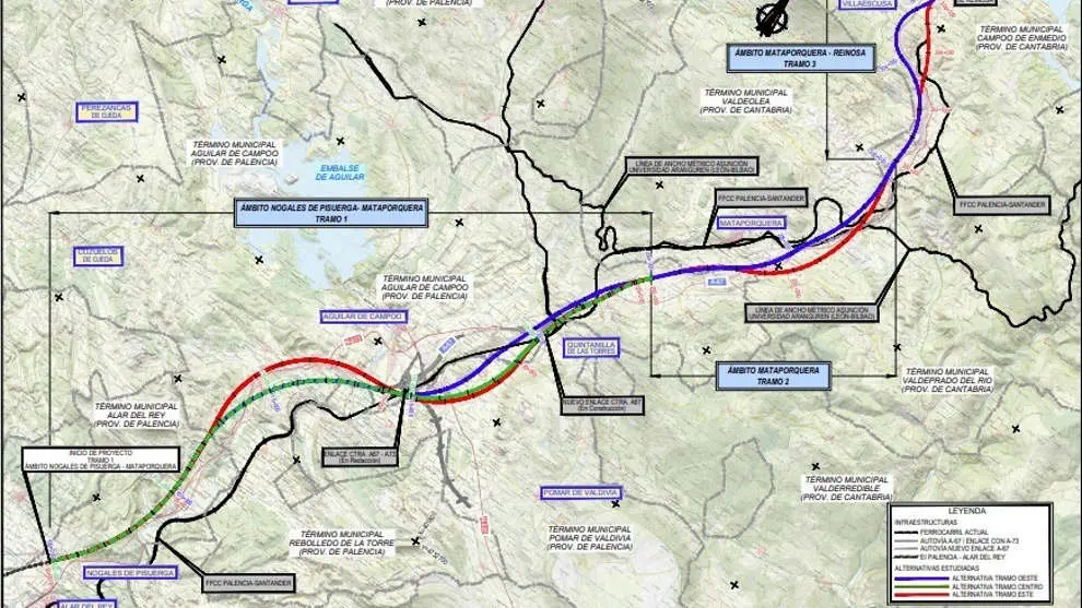 Plano de conjunto del tramo Nogales de Pisuerga- Reinosa