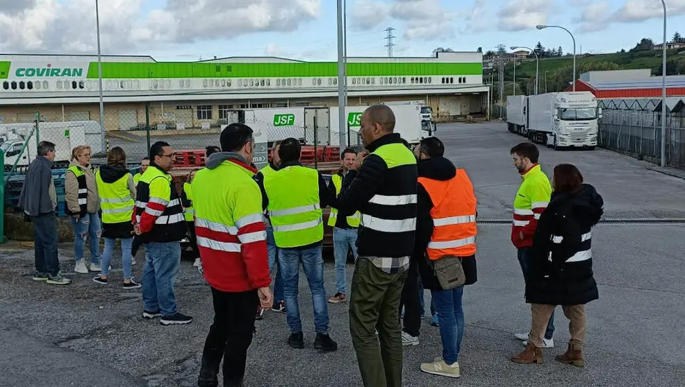 Imagen del primer día de huelga en Covirán