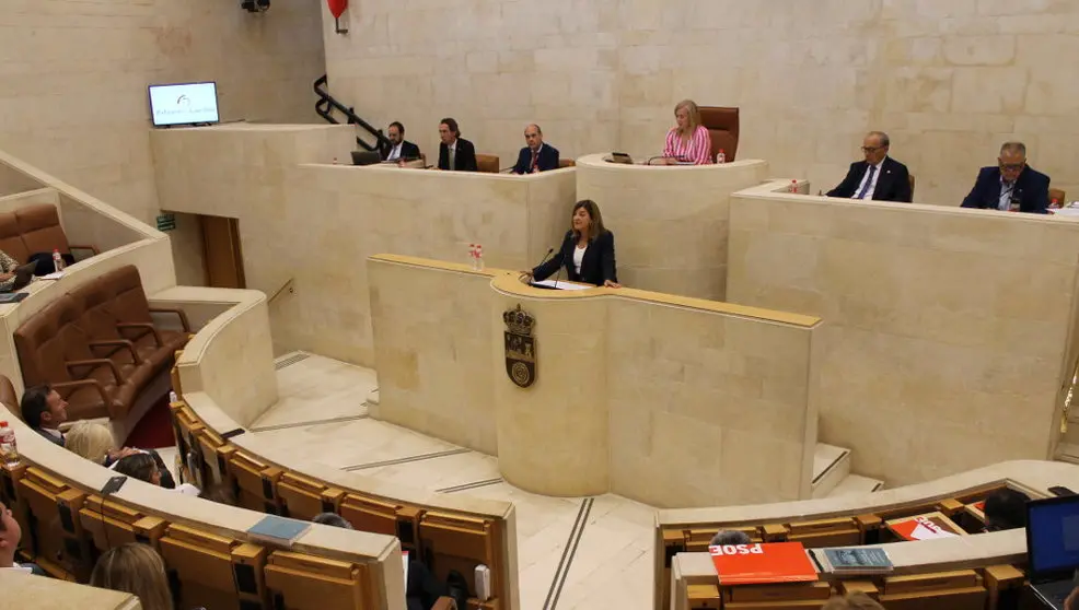La l&iacute;der del PP, Mar&iacute;a Jos&eacute; S&aacute;enz de Buruaga, en su primera intervenci&oacute;n en el debate de investidura | Foto- edc