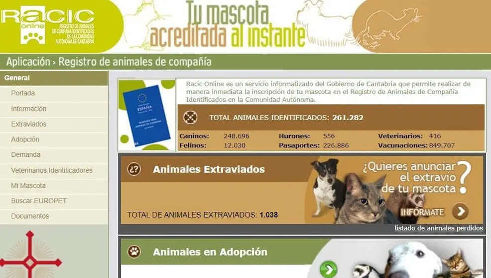 Registro de Animales de Compa&ntilde;&iacute;a de Cantabria