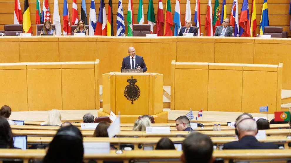 El presidente del Senado, Pedro Roll&aacute;n, clausura la reuni&oacute;n de presidentes de la COSAC en el Senado, a 18 de septiembre de 2023 | Foto de archivo