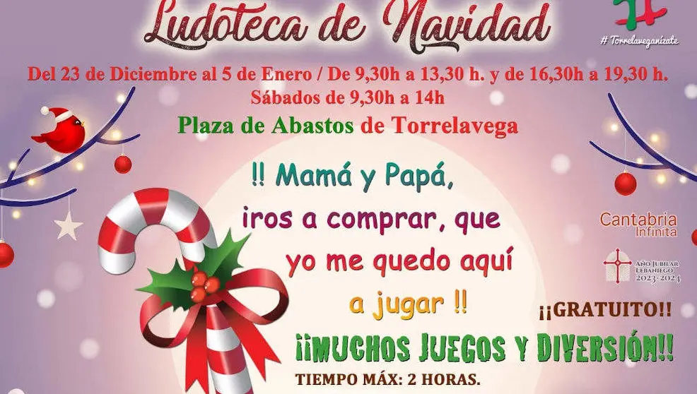 Parte del cartel de la ludoteca de Navidad en la Plaza de Abastos