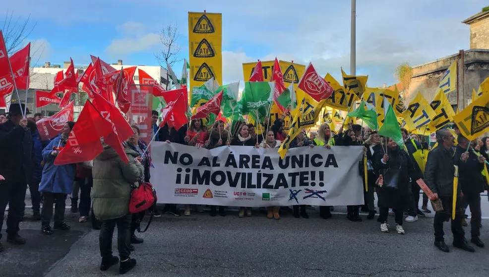 Los sindicatos en la concentraci&oacute;n de este jueves contra el &Aacute;rea &Uacute;nica
