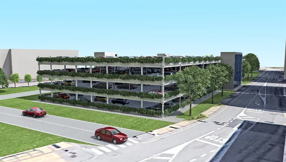 Imagen virtual del aparcamiento disuasorio del Mercado de Ganados de Torrelavega