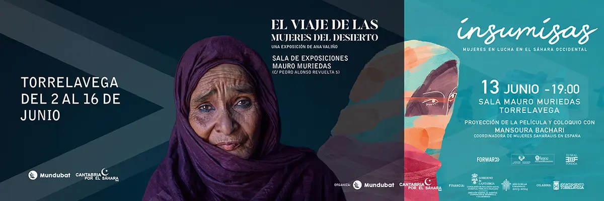 Cartel de las iniciativas de Fundaci&oacute;n Mundubat y Cantabria por el S&aacute;hara en Torrelavega