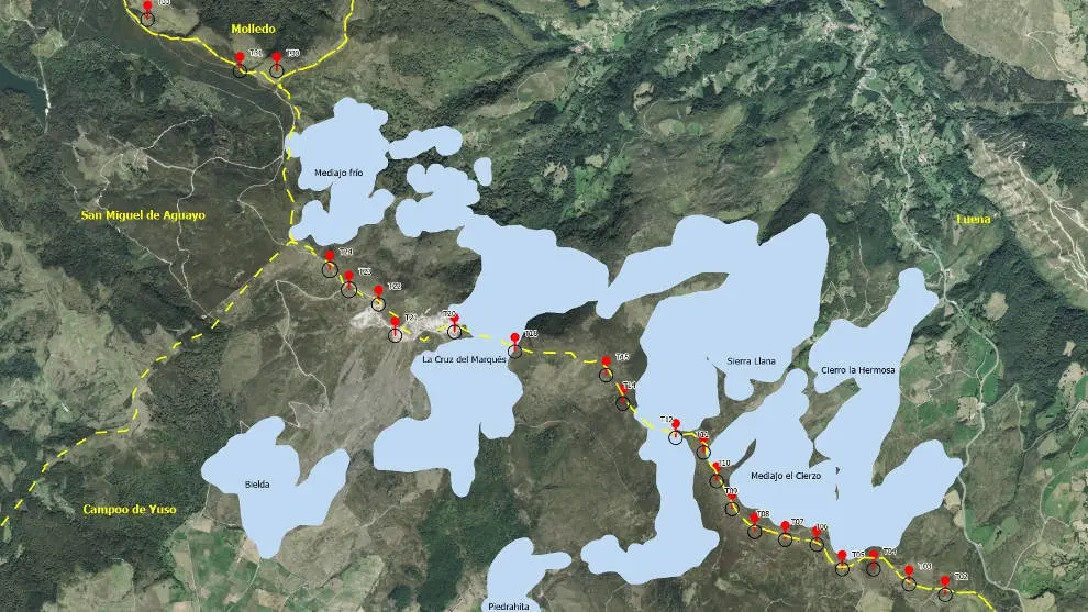 Mapa de turberas en el proyecto e&oacute;lico de El Escudo