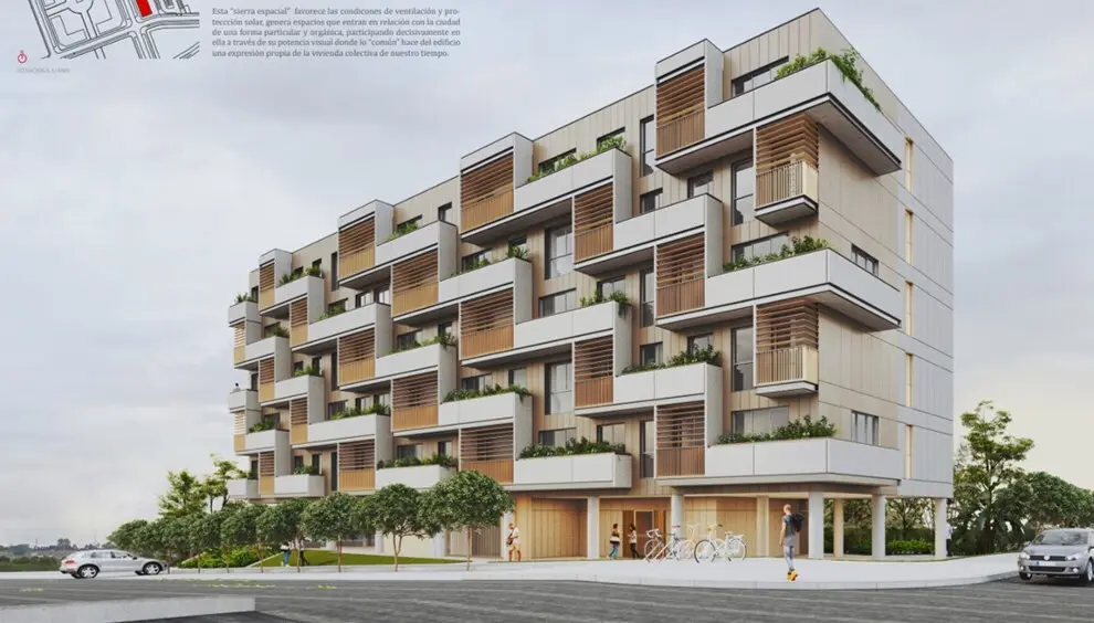 Infograf&iacute;a de uno de los edificios de VPO en el Alisal