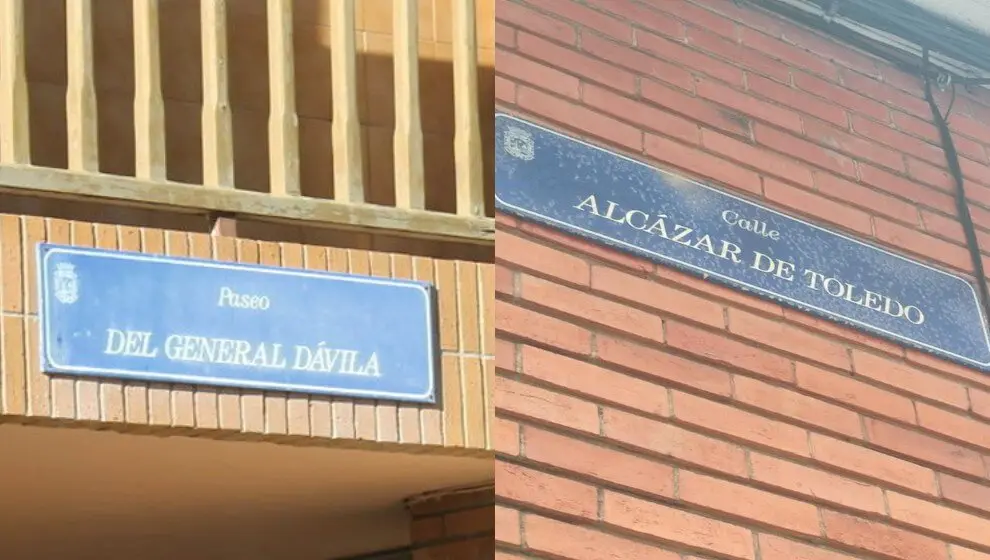 Placas del Paseo del General D&aacute;vila y de la calle Alc&aacute;zar de Toledo