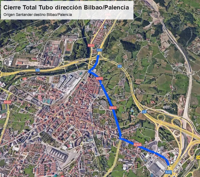 Corte de tráfico en el túnel de Torrelavega