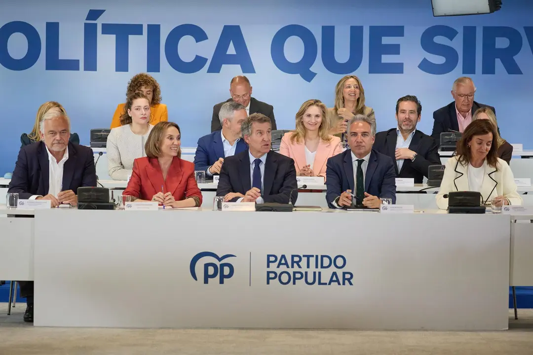El líder del PP, Alberto Núñez Feijóo, preside la reunión del Comité Ejecutivo Nacional, en la sede del PP