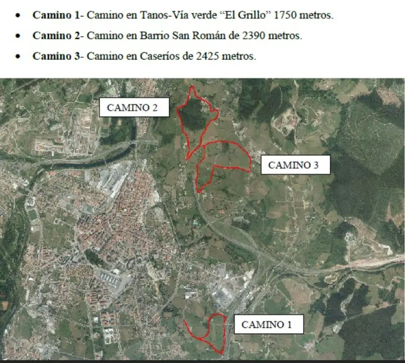 Plano de los caminos objeto de la mejora
