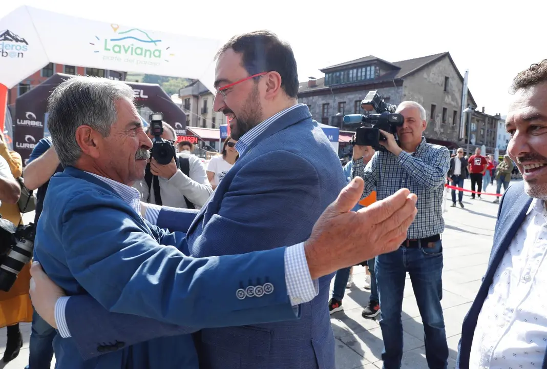 Archivo - Abrazo entre Miguel Ángel Revilla y Adrián Barbón, en una imagen de archivo 