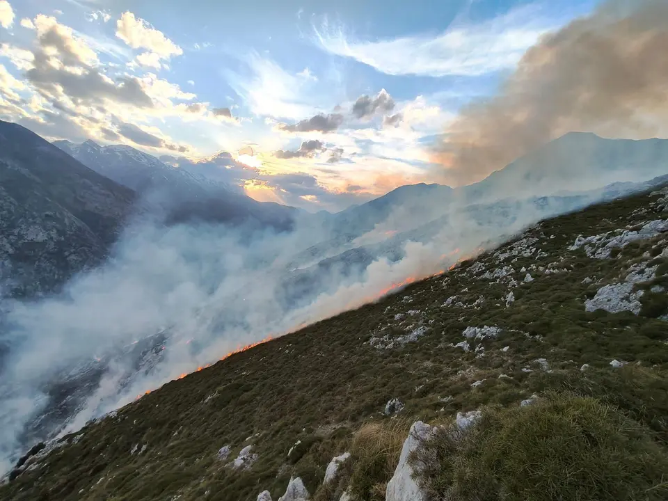 Un incendio forestal en Peñarrubia.