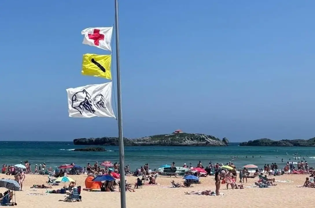 Bandera por presencia de medusas en Ris, Noja