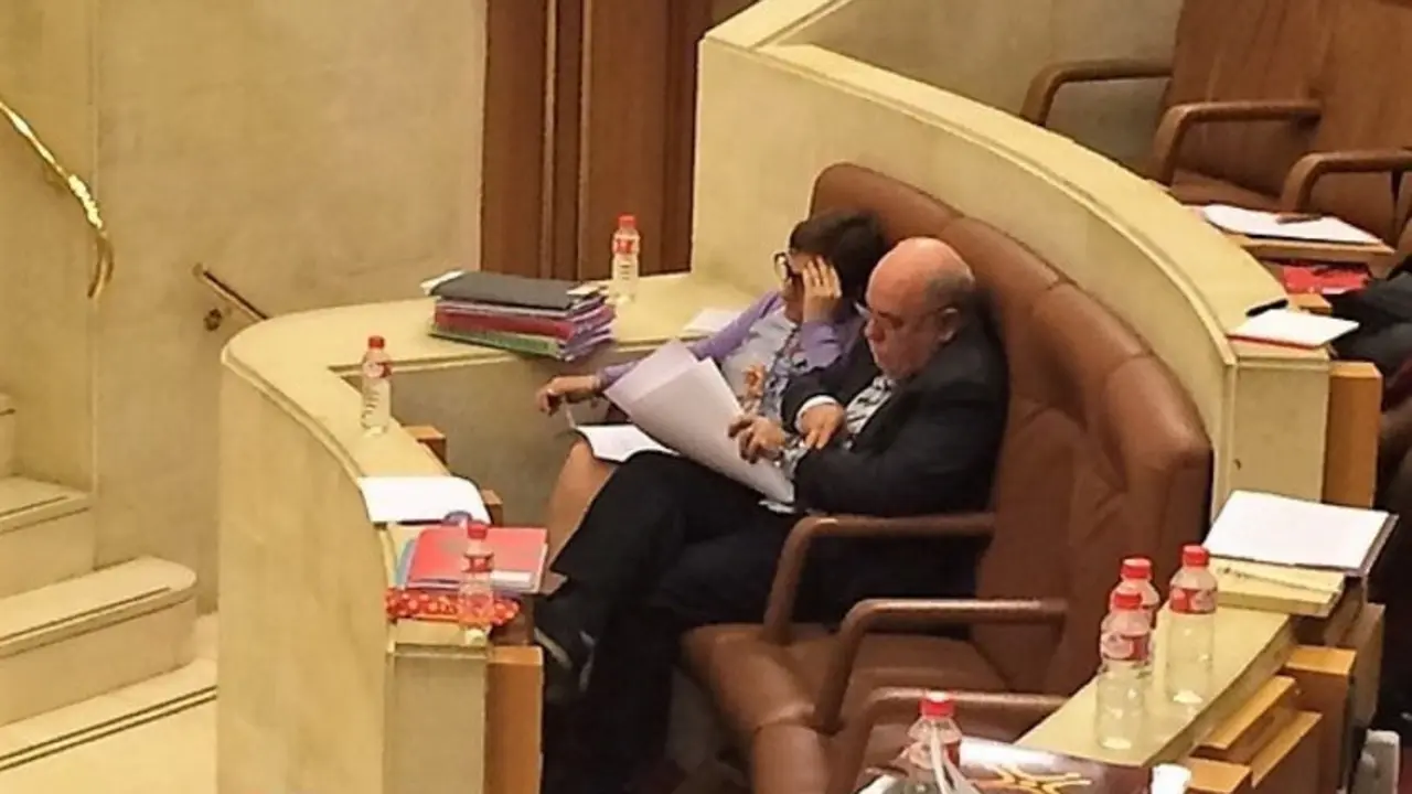 Real, junto a Sota, en el banco del Gobierno en el Parlamento