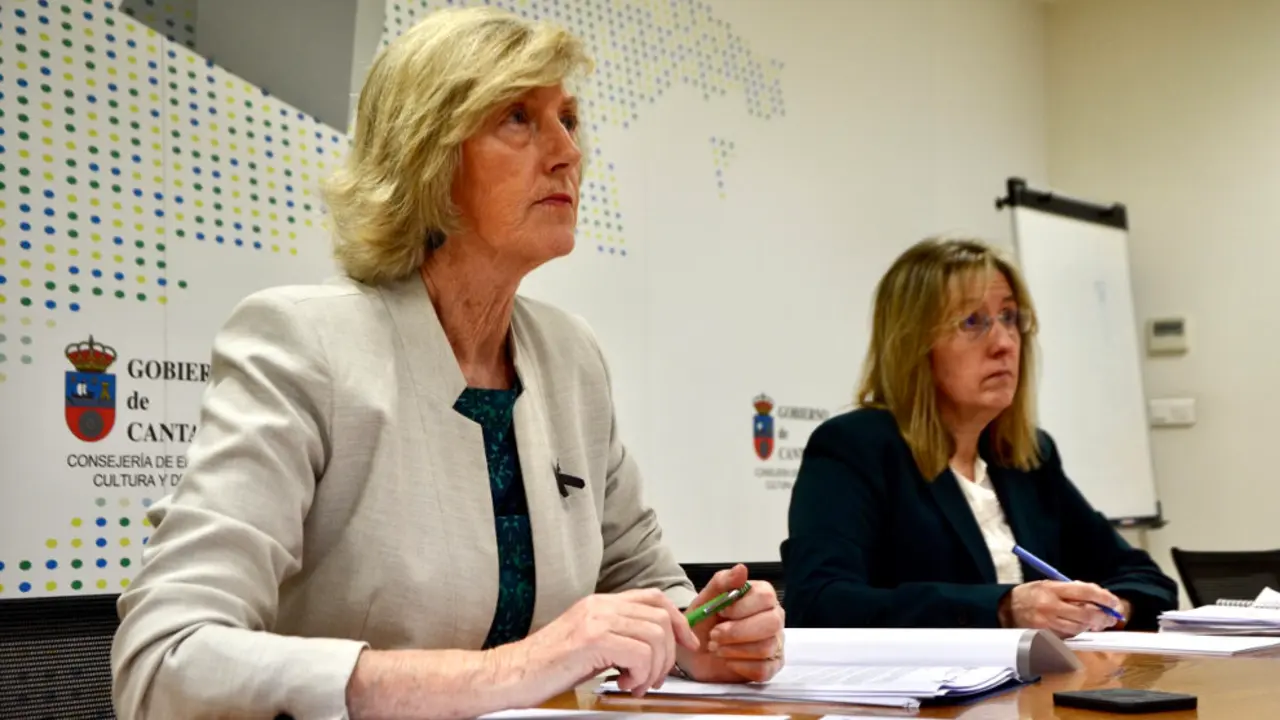 La consejera de Educación, Marina Lombó, durante la reunión telemática