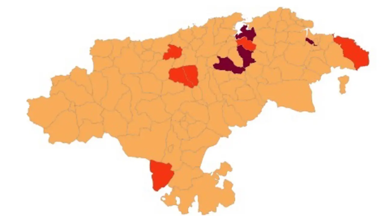 Los municipios de Cantabria según su nivel de alerta