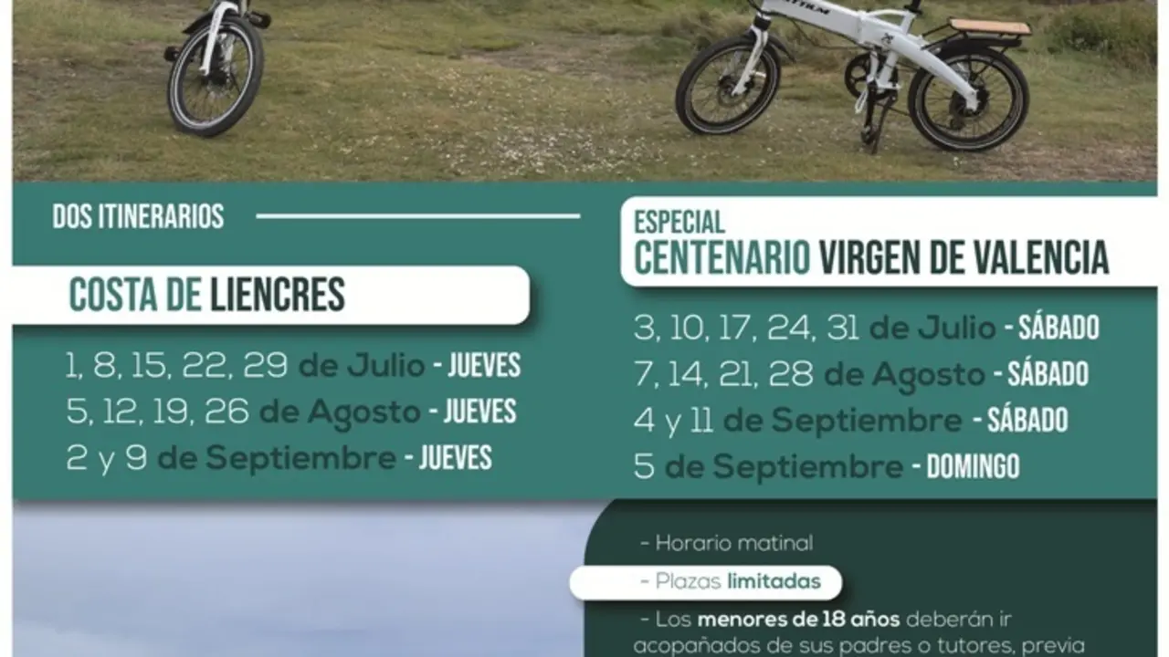 Cartel de las rutas en bicicleta por la costa