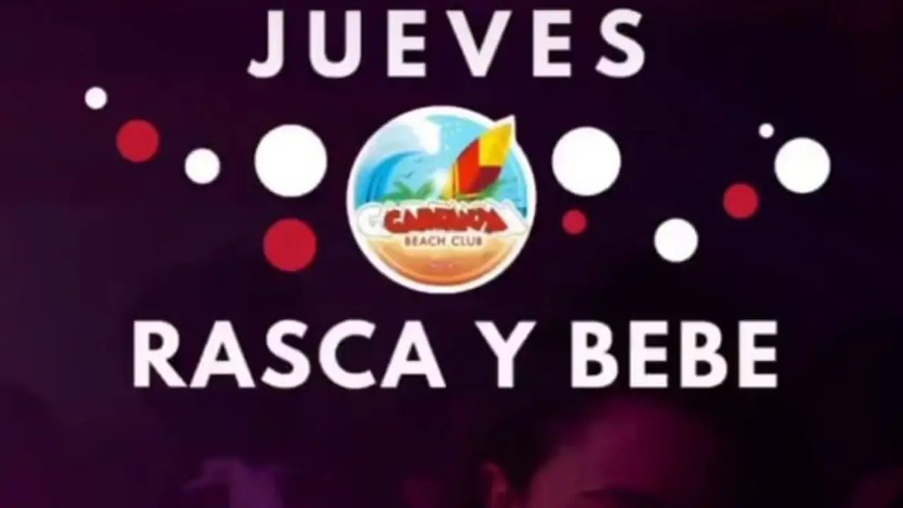 Detalle del cartel 'Rasca y bebe' de la discoteca Garfanta