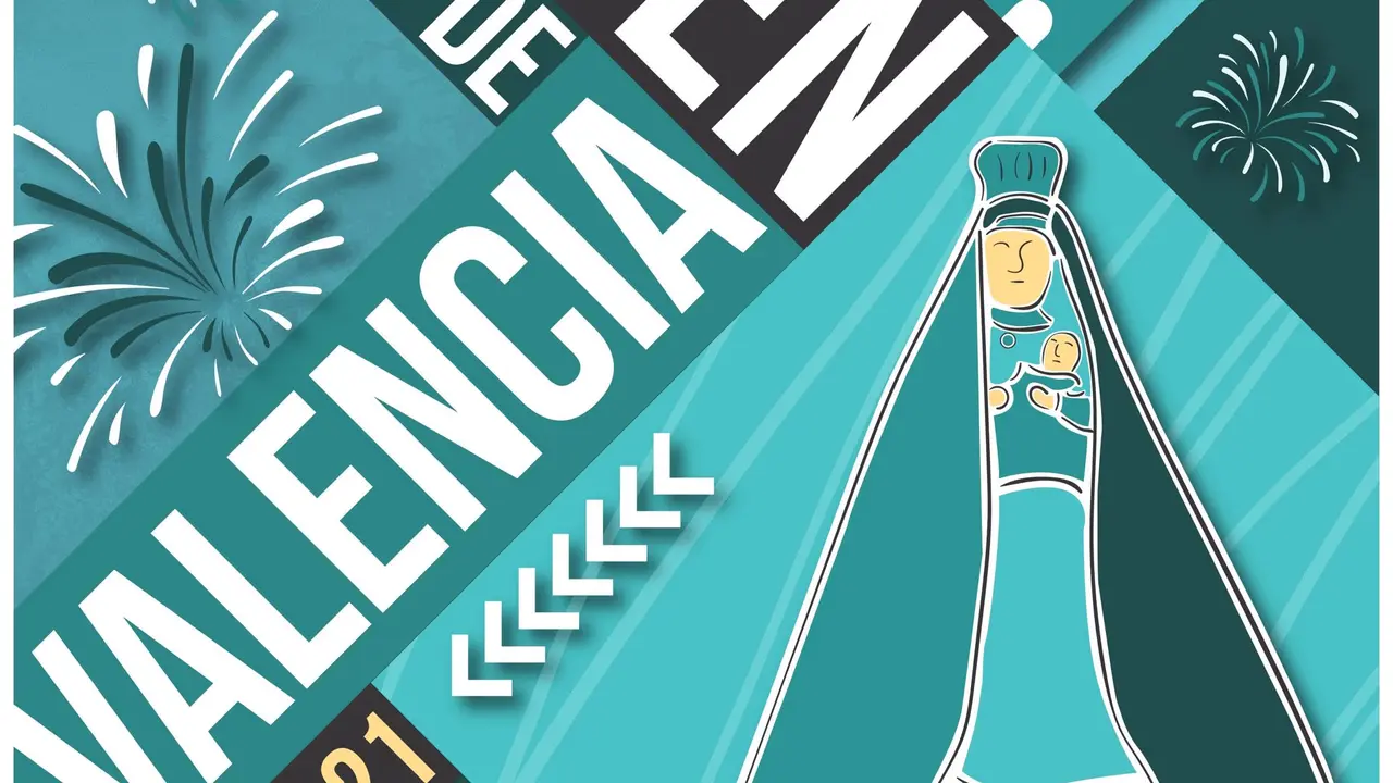 Cartel centenario de la Virgen de Valencia como patrona