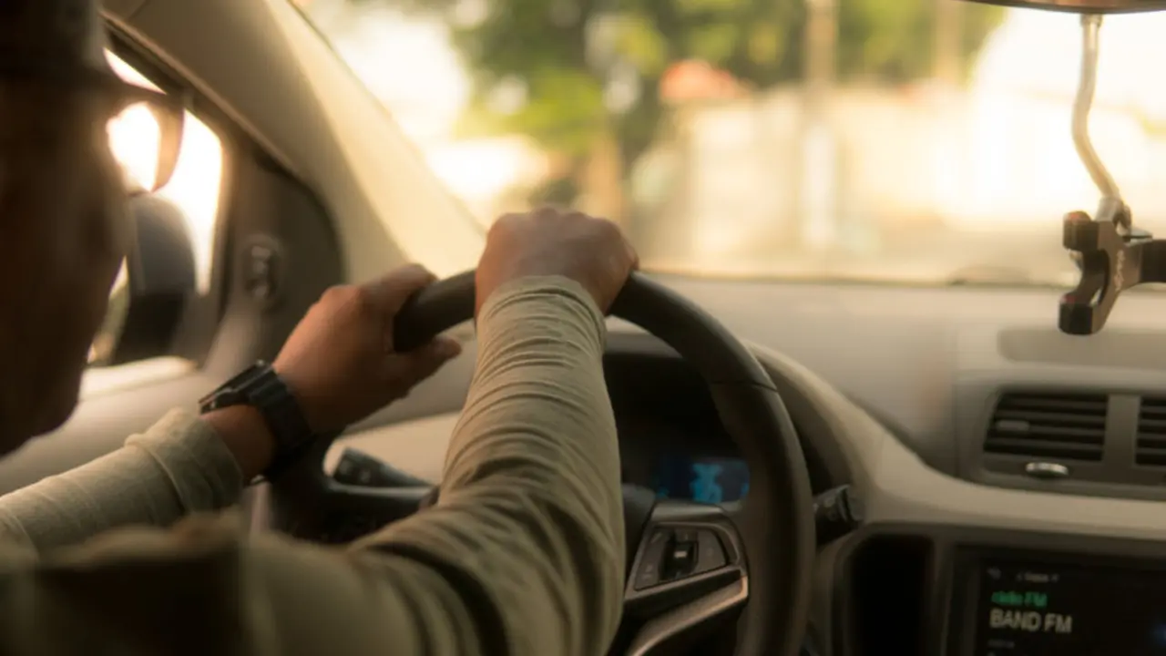 Un hombre conduciendo un coche