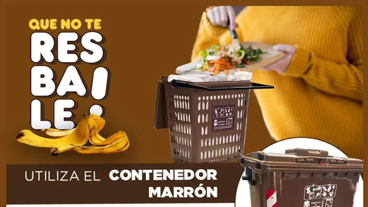 Parte del cartel de las presentaciones del contenedor marrón