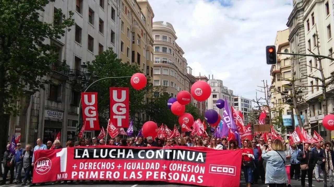 Imagen de archivo de una manifestación el 1 de mayo en Santander