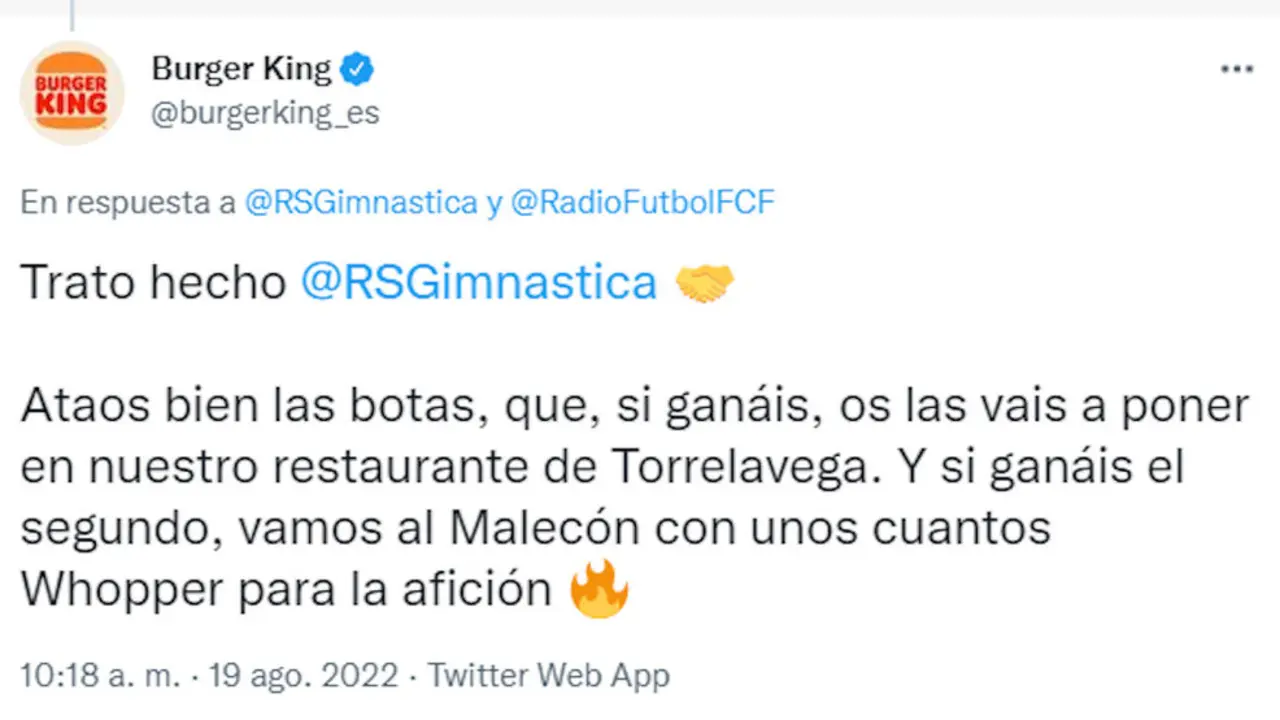 Tweet del Burguer King