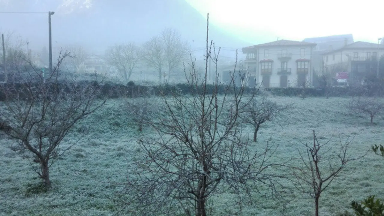 Una imagen de una helada en Cantabria