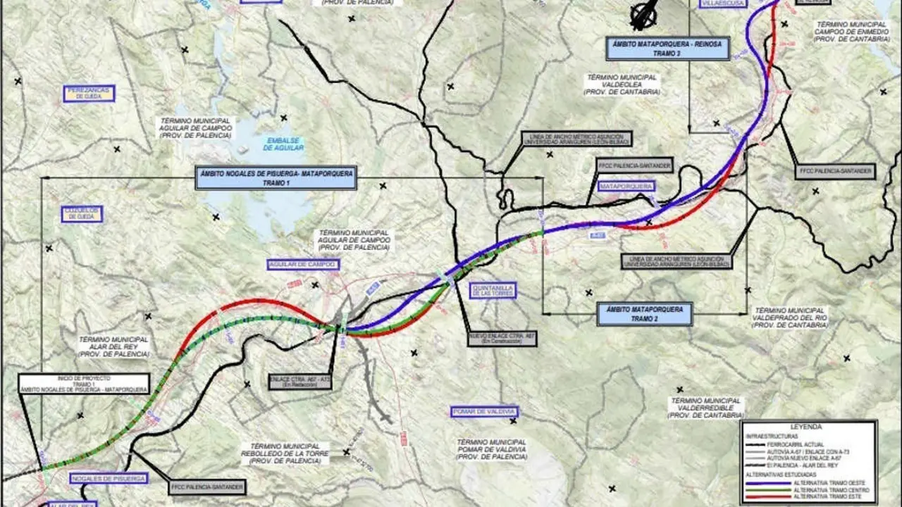 Plano de conjunto del tramo Nogales de Pisuerga- Reinosa