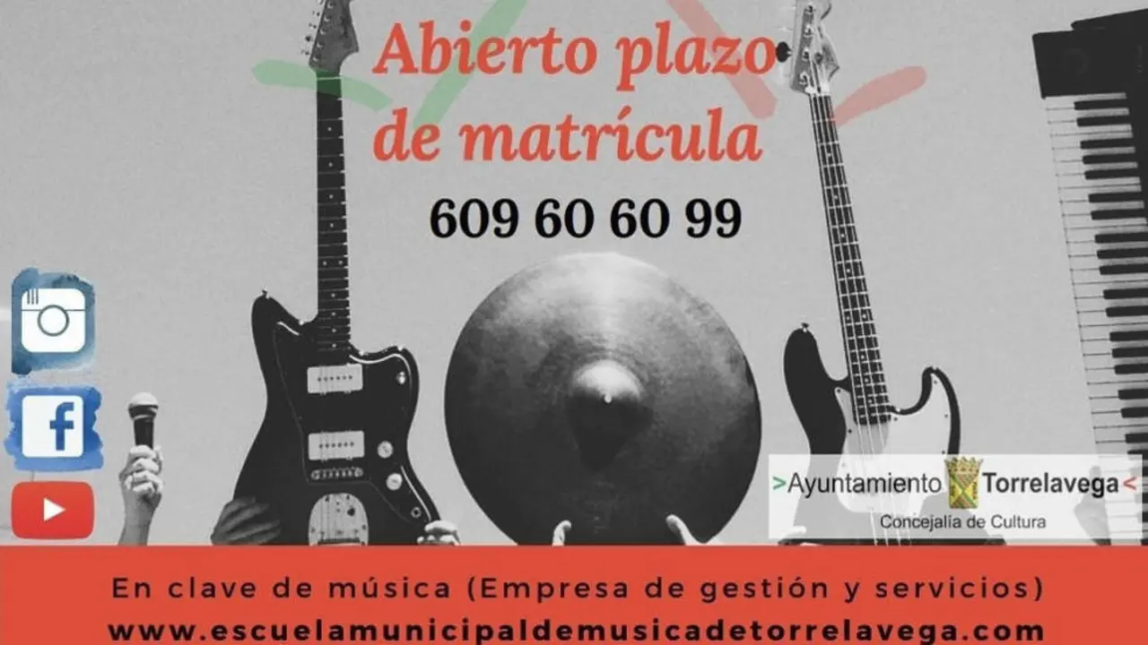 Detalle del cartel de la Escuela de M&uacute;sica de Torrelavega